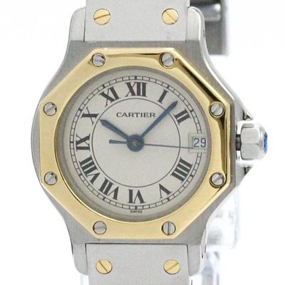 CARTIER Santos Octagon 18K Gold Steel Quartz Ladies Watch W2001683 BF581524. catalog 
