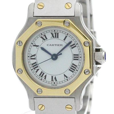 Polished CARTIER Santos Octagon 18K Gold Steel Automatic Ladies Watch BF581211. catalog 
