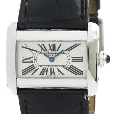 Polished CARTIER Mini Tank Divan Steel Quartz Ladies Watch W6300255. catalog 
