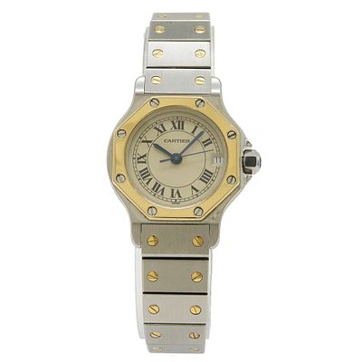 Cartier Octagon SM Ivory Dial YG SS Ladies Quartz Watch W2001683. catalog 
