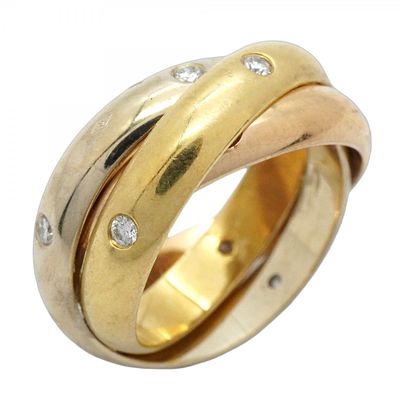 Cartier Ring Trinity 18KYG Yellow Gold 18KWG White 18KPG Pink Diamond #47 Ladies. catalog 
