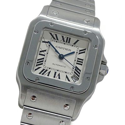 Cartier Men's Watch Santos Galbee XL Date Automatic AT Stainless Steel SS W20098D6 Silver Ivory 