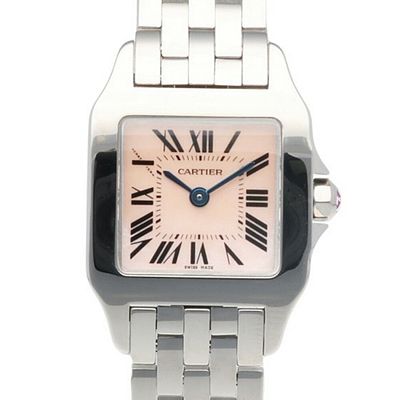 Cartier Santos Demoiselle SM Watch, Stainless Steel 2698 Quartz, Women's, Pink Shell. catalog 
