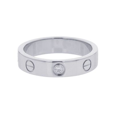 Cartier LOVE Ring, Small Model, 1 Diamond, 0.02ct, 18KWG, Size 50, B4050550 B4050500. catalog 
