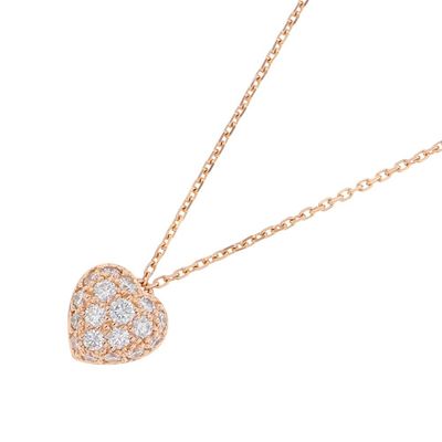 Cartier Heart Pavé Diamond Necklace in 18K Pink Gold with Diamonds, B7221500. catalog 
