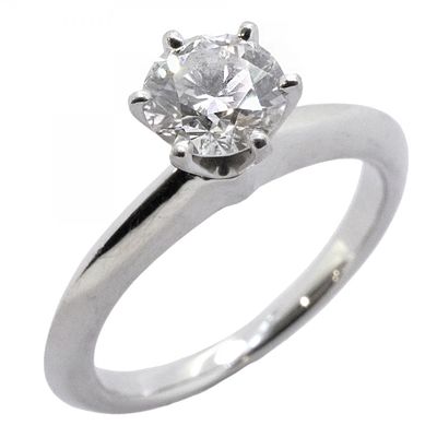 Tiffany Solitaire Ring, 1PD, Pt950 Platinum, Diamond, 0.54ct, Size 5.5, Women's. catalog 
