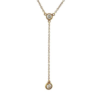 Tiffany & Co. By the Yard Drop Necklace, approximately 0.08ct and 0.14ct, 18k gold with 
