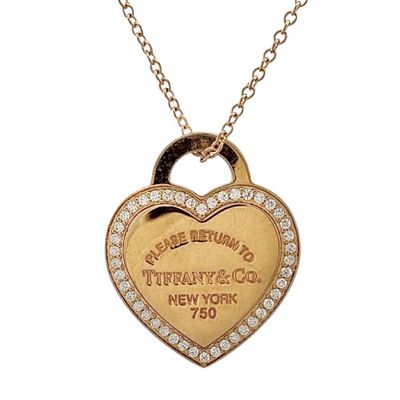 Tiffany Return to Heart Tag Necklace, 18k Gold with Diamonds, Women's, TIFFANY & Co. catalog 
