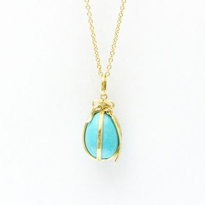 Tiffany Jean Schlumberger Turquoise Egg Necklace Yellow Gold (18K) Turquoise Women,Men Fashion 