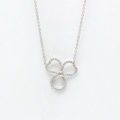 Tiffany Open Paper Flower Necklace Platinum Diamond Women,Men Fashion Pendant Necklace (Silver). 