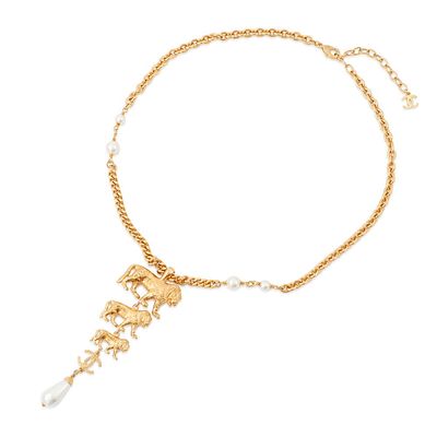 CHANEL Necklace Coco Mark Lion Faux Pearl B22A. catalog 
