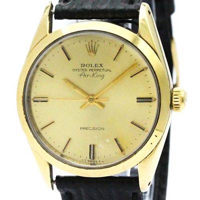 Vintage ROLEX Air King 5520 Gold Plated Leather Automatic Mens Watch BF571664. catalog 
