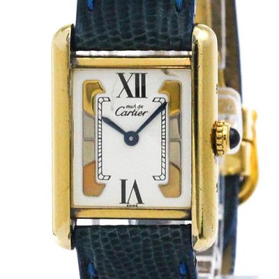 CARTIER Tank Vermeil Gold Plated Leater Quartz Mens Watch 590005. catalog 
