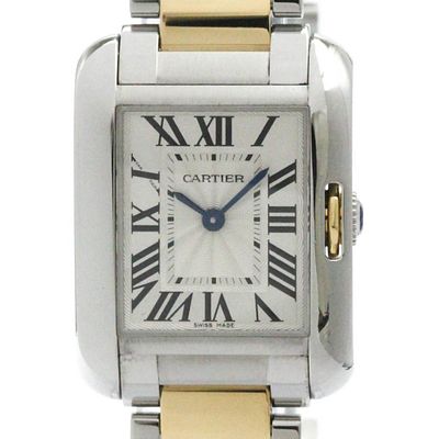 Polished CARTIER Tank Anglaise 18K Pink Gold Steel Watch W5310046 BF582364. catalog 
