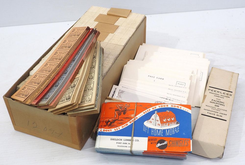 Lot 1288: Lot of assorted NEW postcards from New York & Vermont, postcard plastic holders & coupons