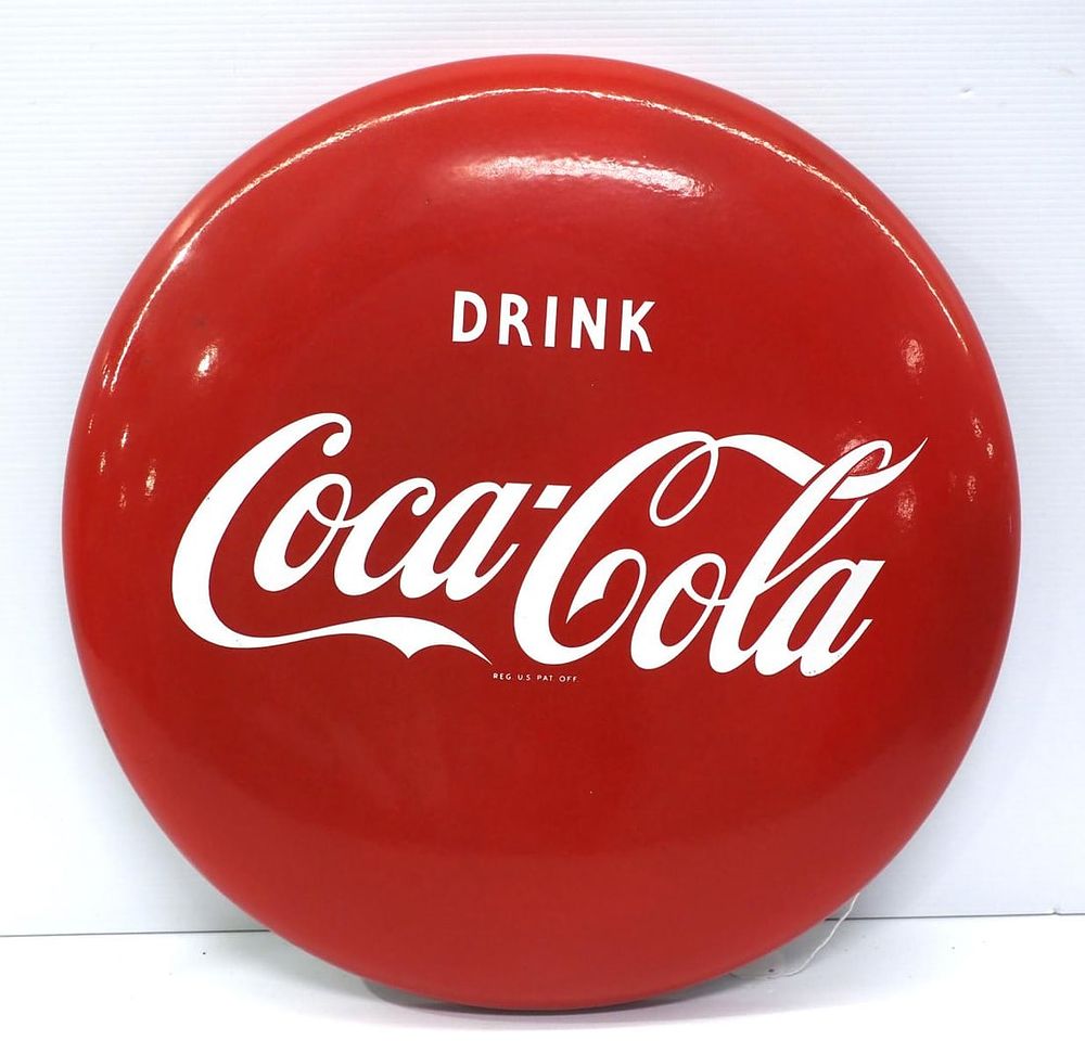 Lot 165: Coca Cola button sign