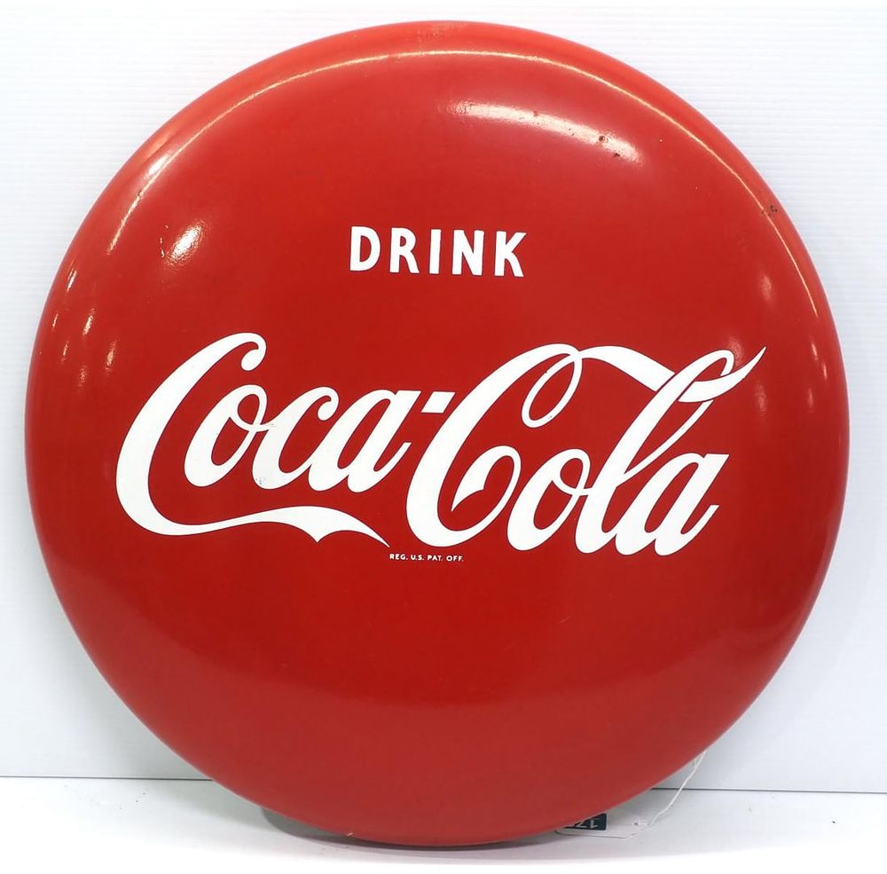 Lot 178: Coca Cola button sign