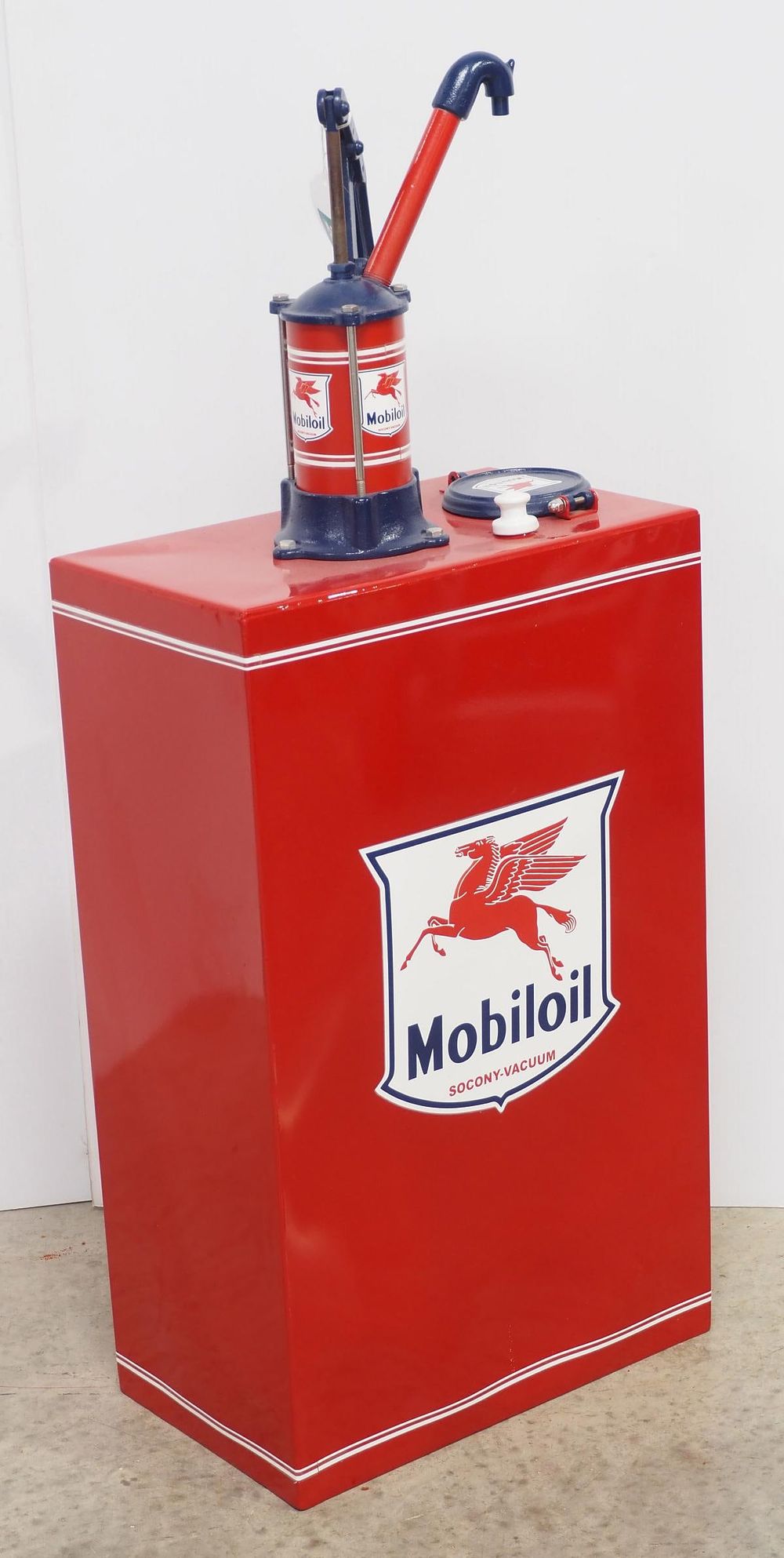 Lot 202: Floor model oil pump restored to Mobiloil