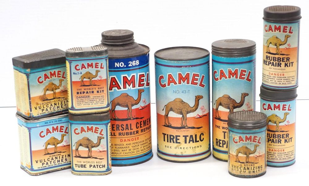Lot 231: (11) Camel tire and tube product tins