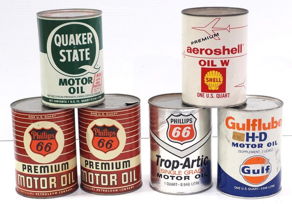 Lot 285: (6) 1-quart motor oil cans