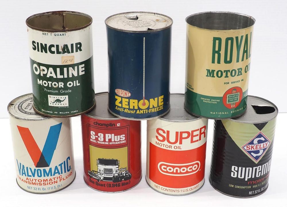 Lot 307: (7) 1-quart petroleum product cans