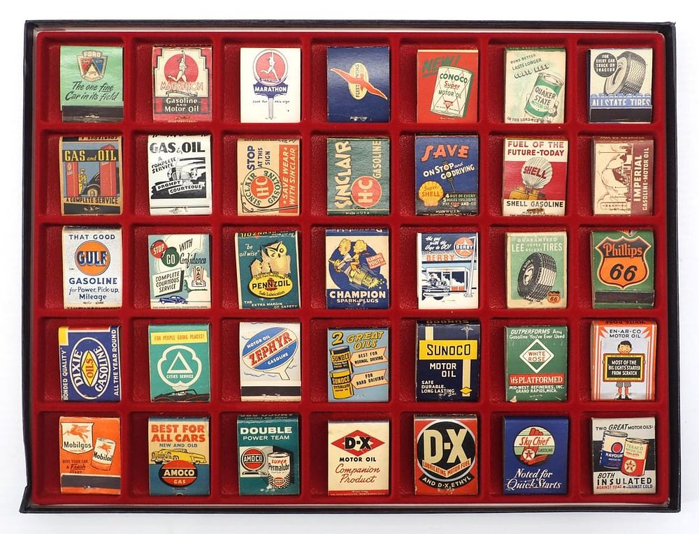 Lot 335: Case of 35 gas station match books