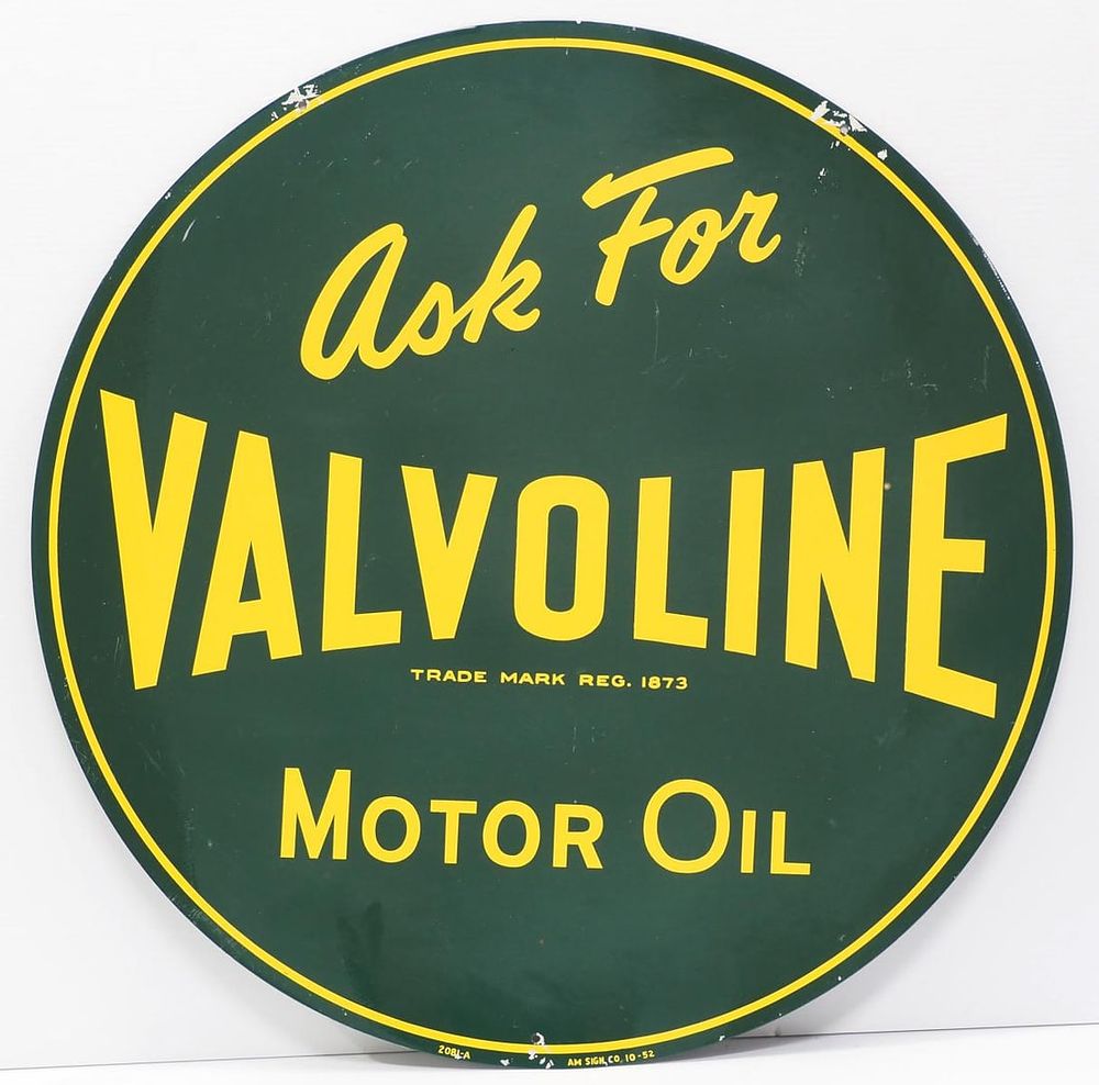 Lot 342: Ask For Valvoline Motor Oil sign