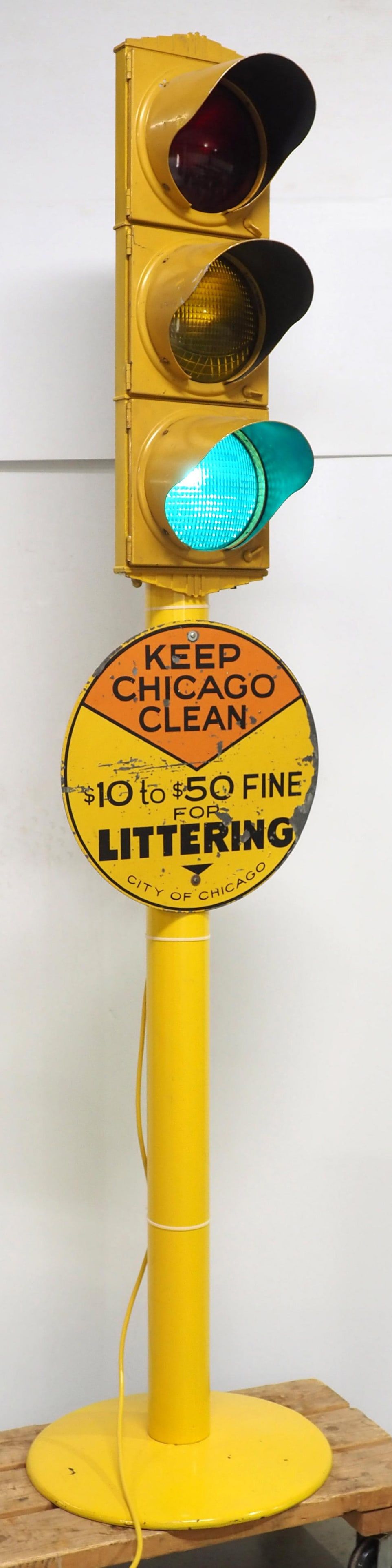 Lot 361: Electrified traffic light on painted stand