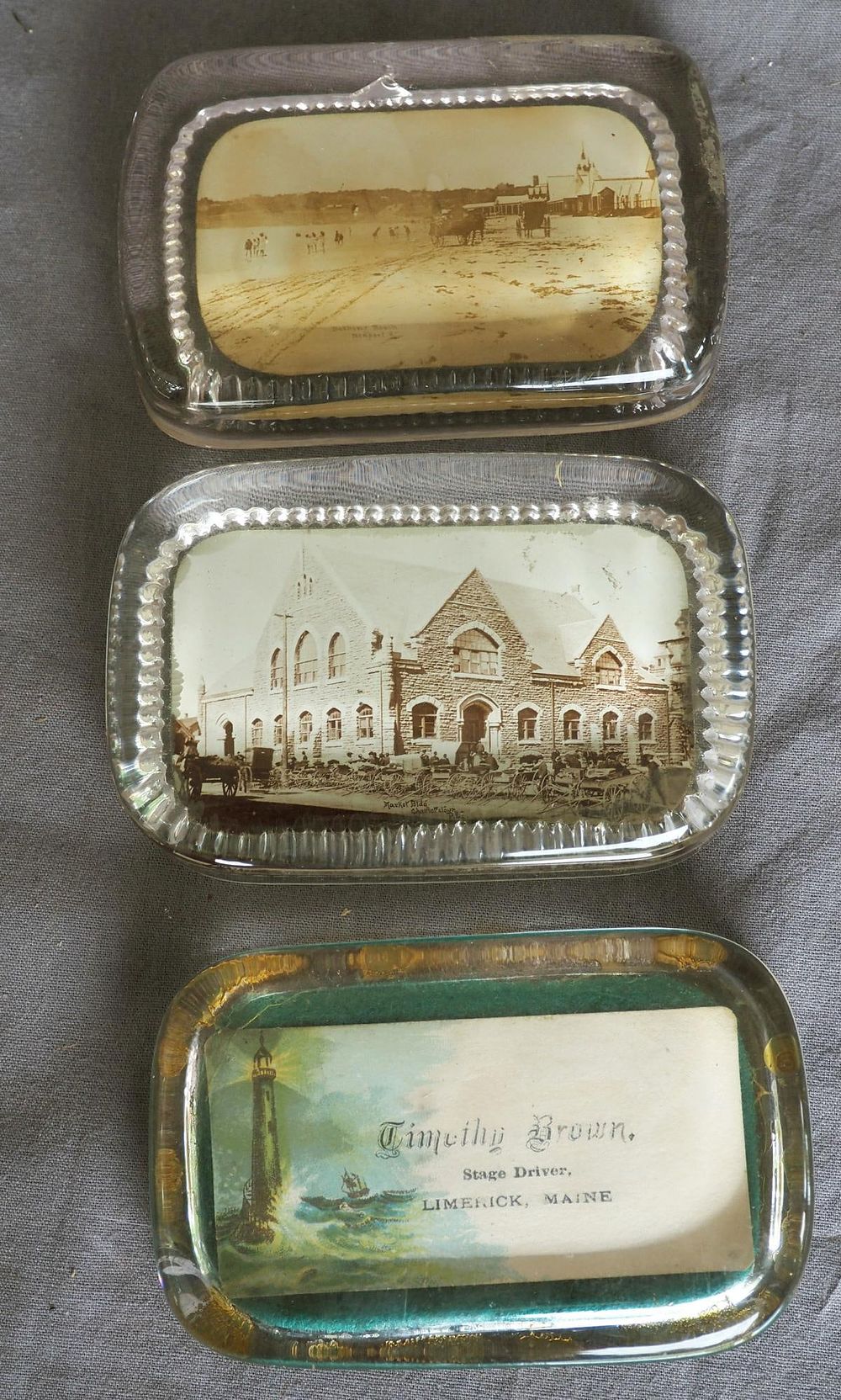 Lot 1184: (3) Glass horse-related paper weights
