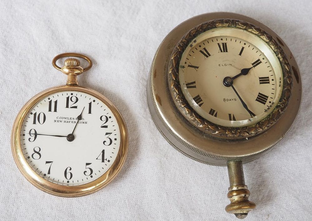 Lot 1195: Locust Watch Co. pocket watch / Elgin dash clock