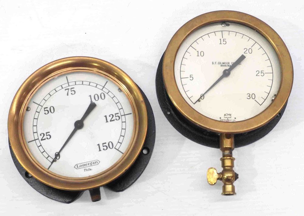 Lot 1164: (2) Brass steam gauges