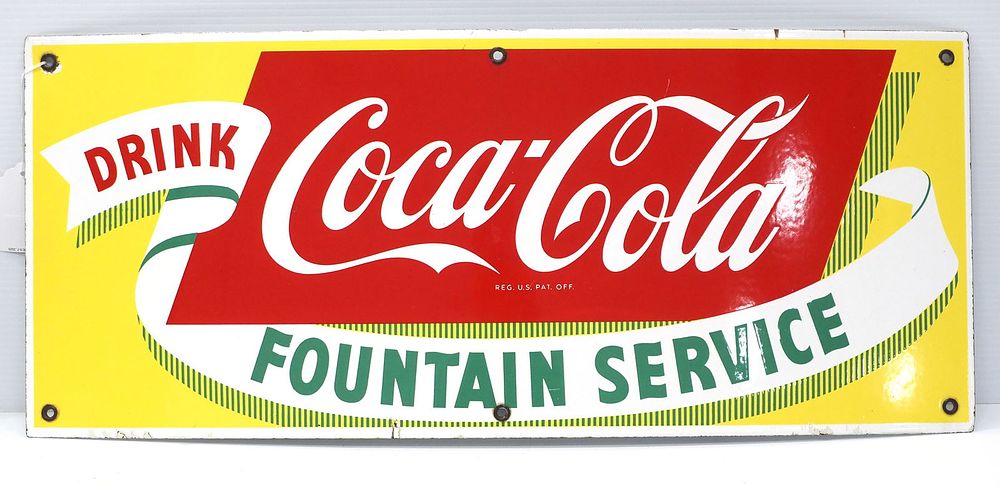 Lot 1235: Coca Cola Fountain Service sign