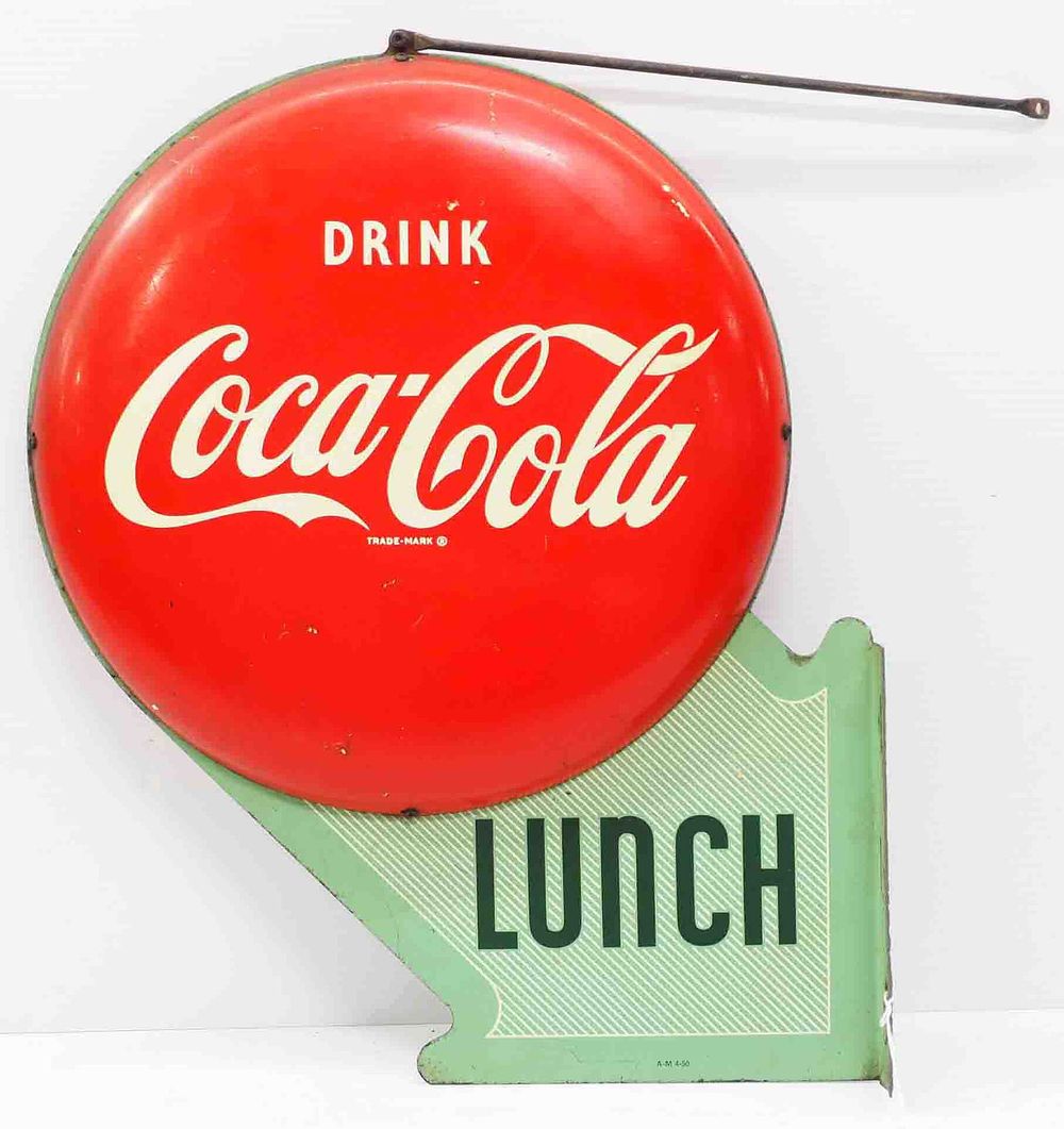 Lot 1270: Coca Cola Lunch sign with 2 button signs