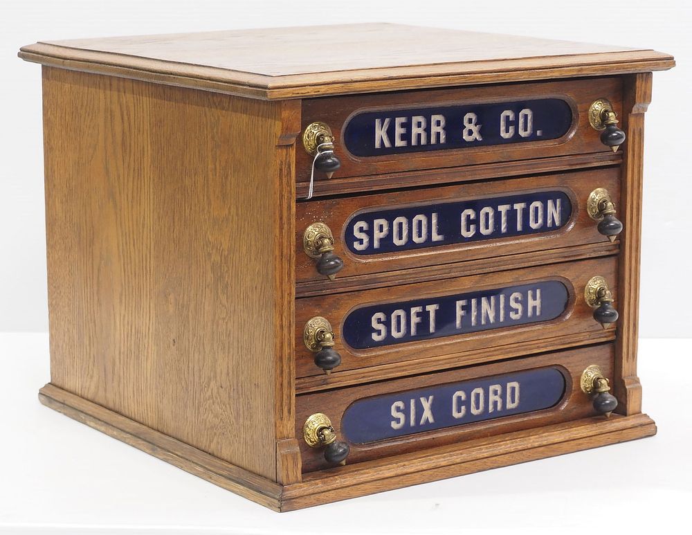 Lot 1293: Oak 4-drawer Kerr & Co. spool cabinet