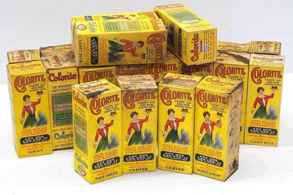 Lot 1434: (23) Boxes of Colorite Dyes for straw hats