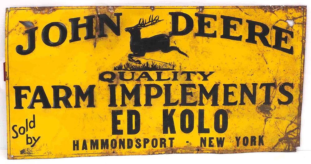Lot 152: John Deere Farm Implements dealer sign