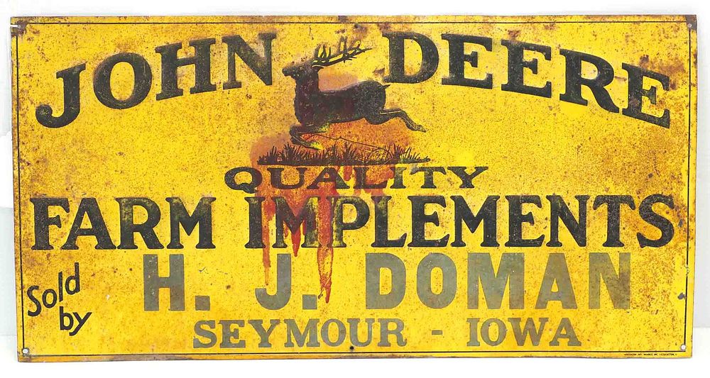Lot 157: John Deere Farm Implements dealer sign