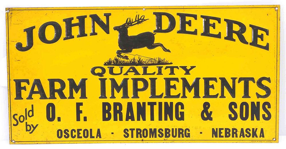 Lot 159: John Deere Farm Implements dealer sign