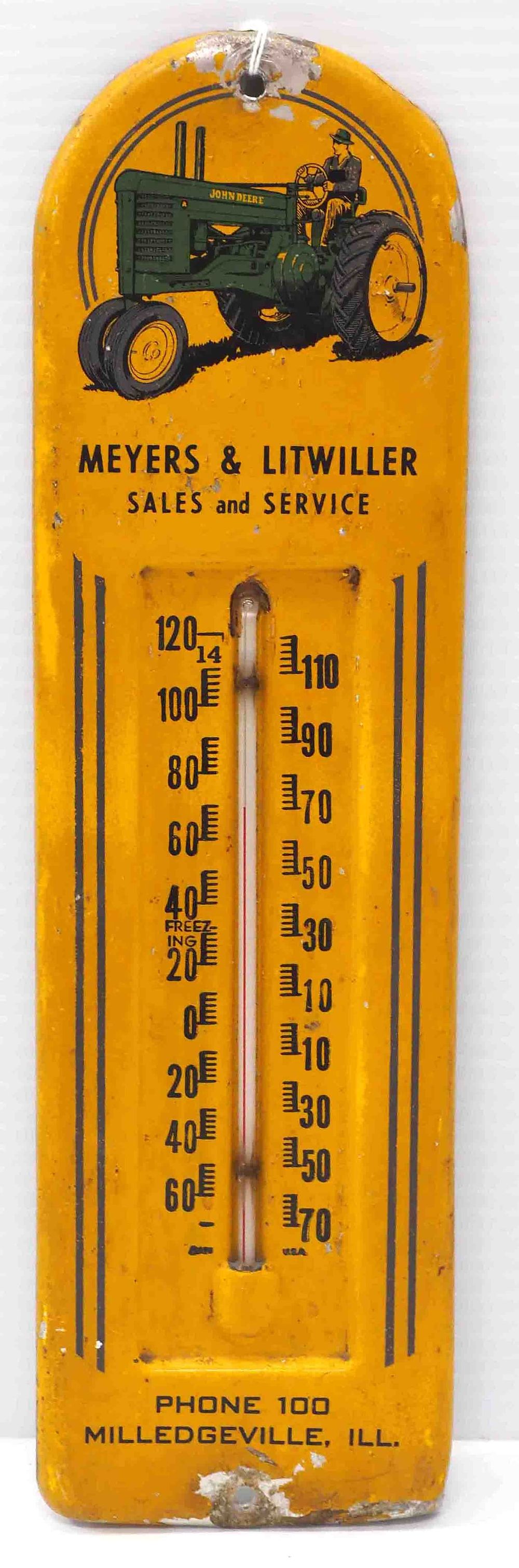 Lot 170: John Deere dealer thermometer