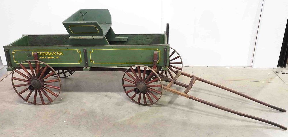 Lot 306: Studebaker extra-long wooden goat wagon