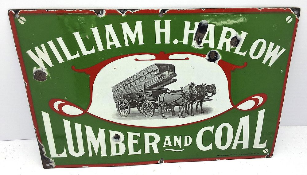 Lot 401: William H. Harlow Lumber and Coal sign