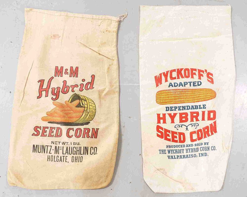 Lot 431: Wyckoffs & M&M Hybrid seed corn bags