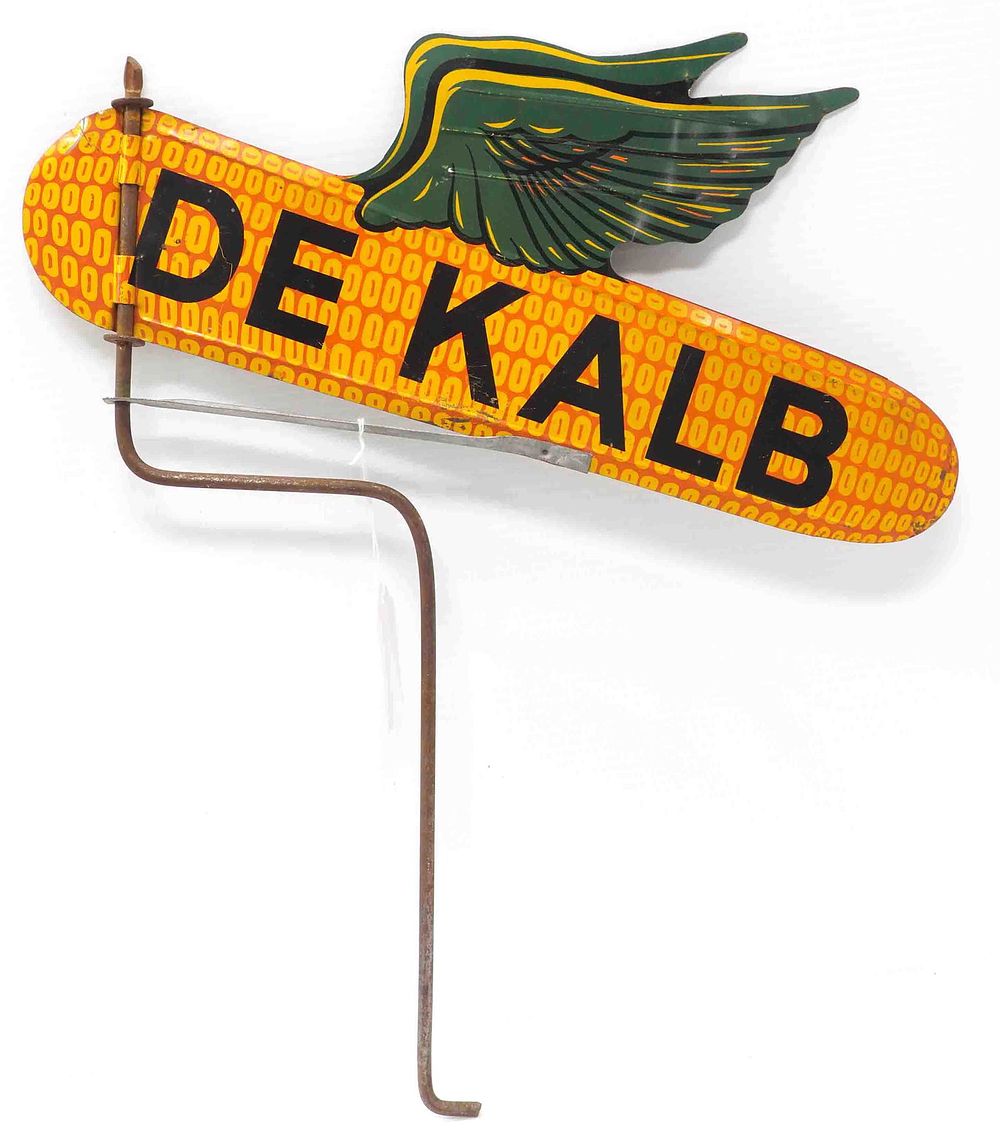 Lot 450: DeKalb fence spinner sign with holder