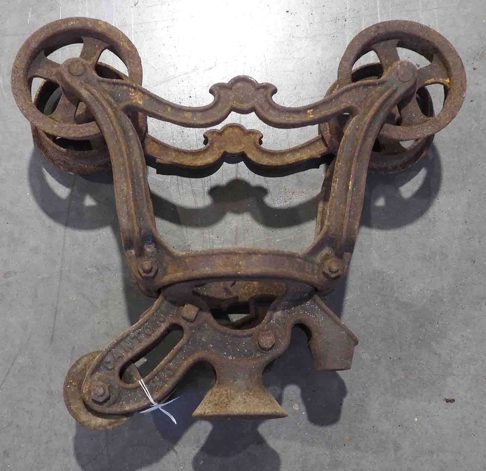 Lot 644: Ney 45 wood beam hay trolley