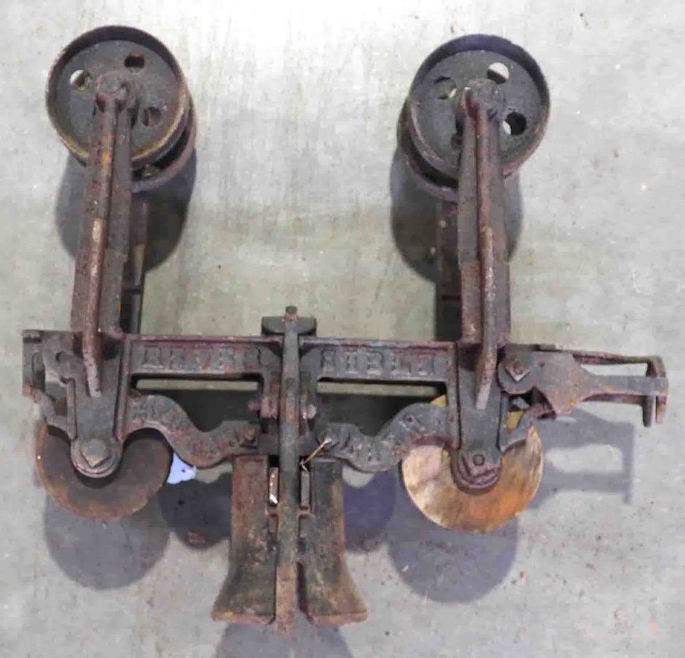 Lot 808: Browers wood beam hay trolley