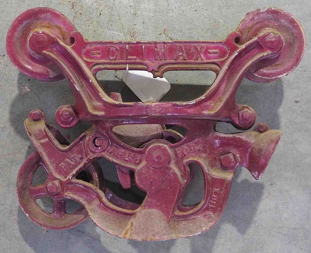 Lot 866: Ney Climax 4" steel track hay trolley