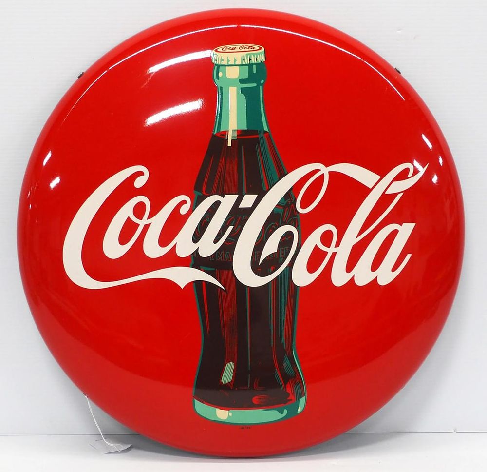 Lot 152: Coca Cola button sign