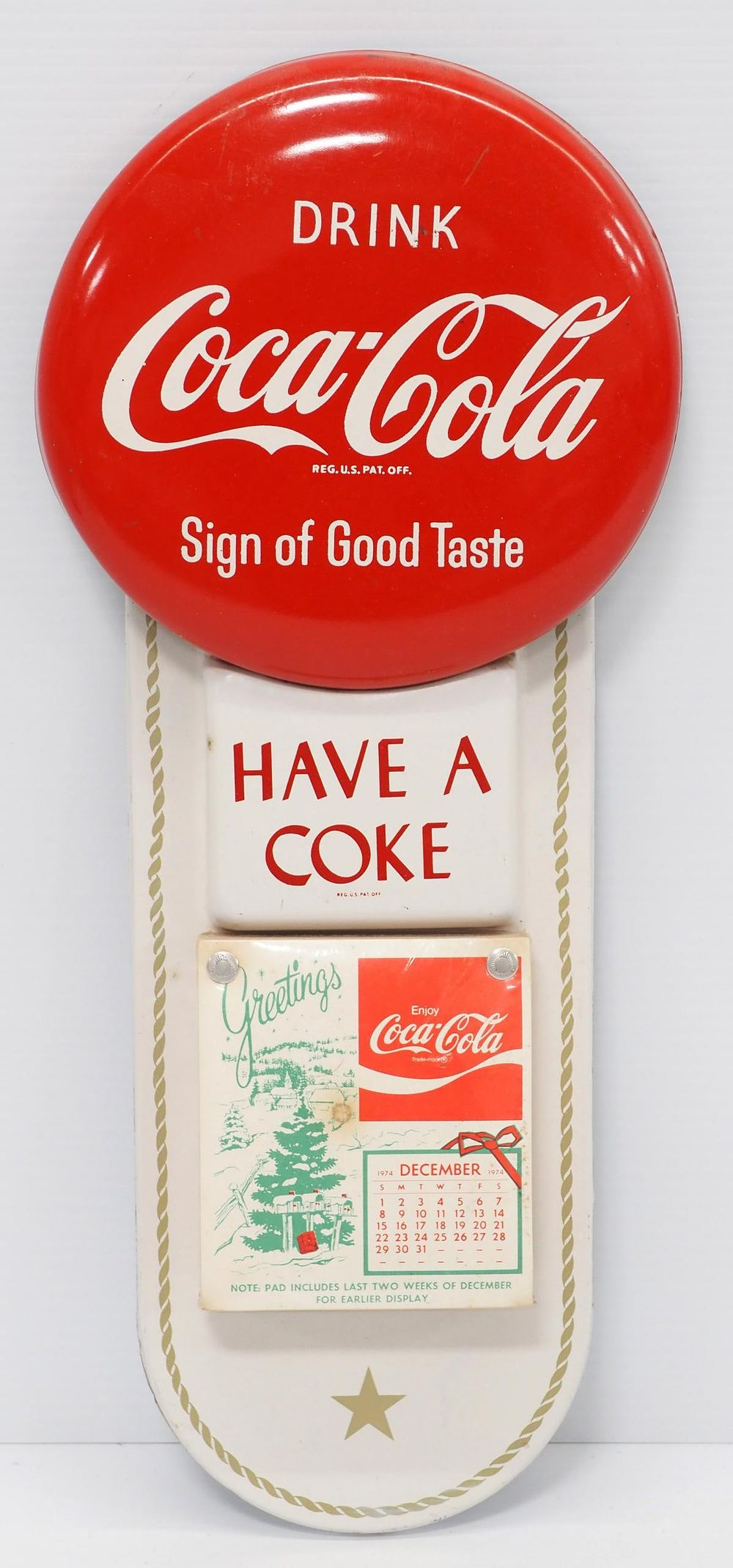Lot 175: Coca Cola, Sign of Good Taste calendar