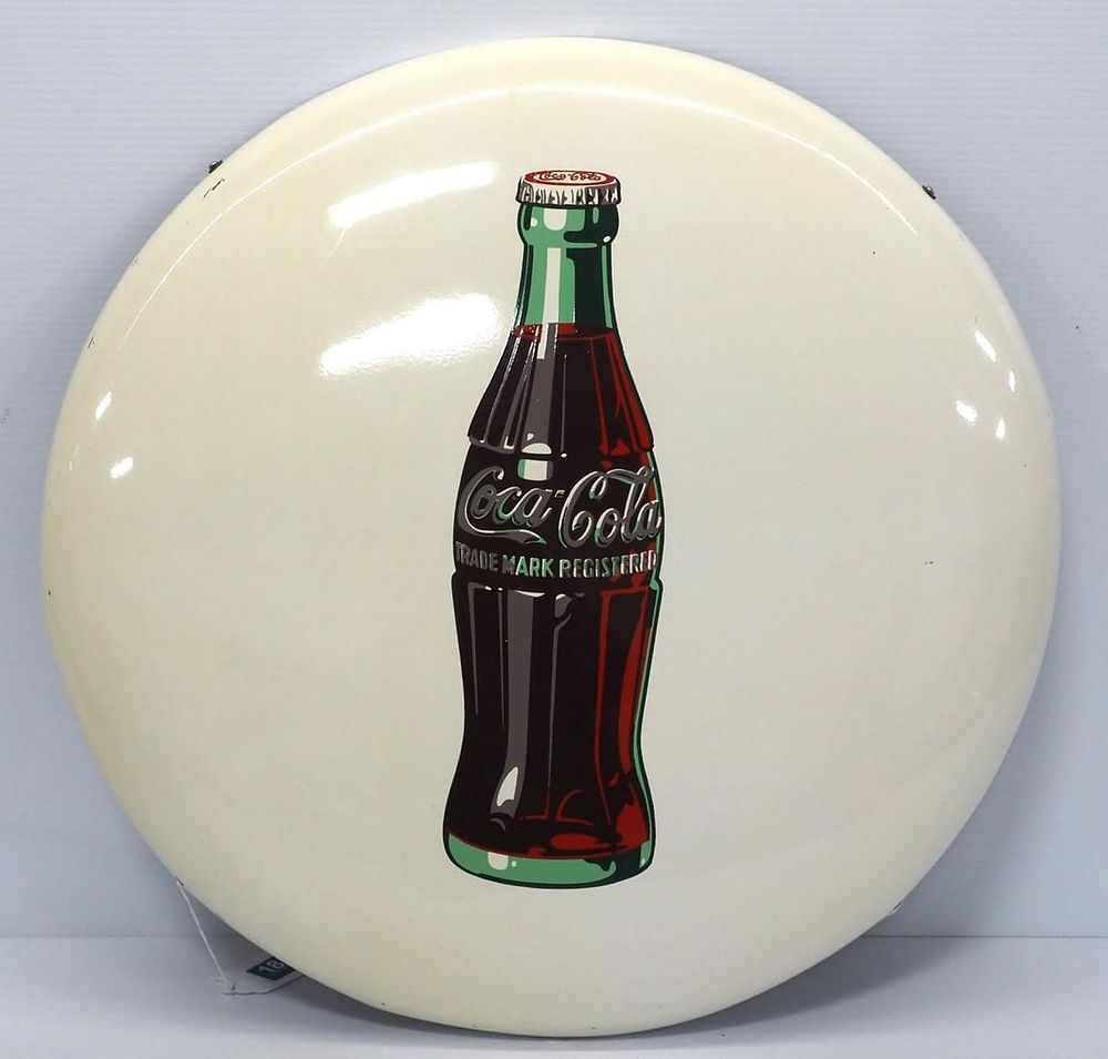 Lot 185: Coca Cola button sign
