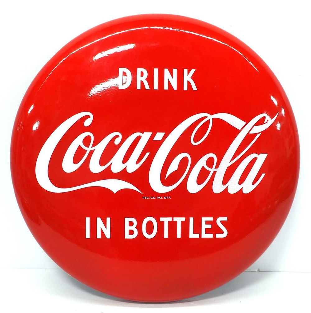 Lot 186: Coca Cola In Bottles button sign